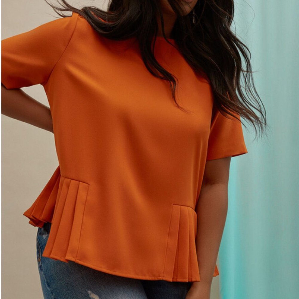 Eloquii Pleated Peplum Blouse